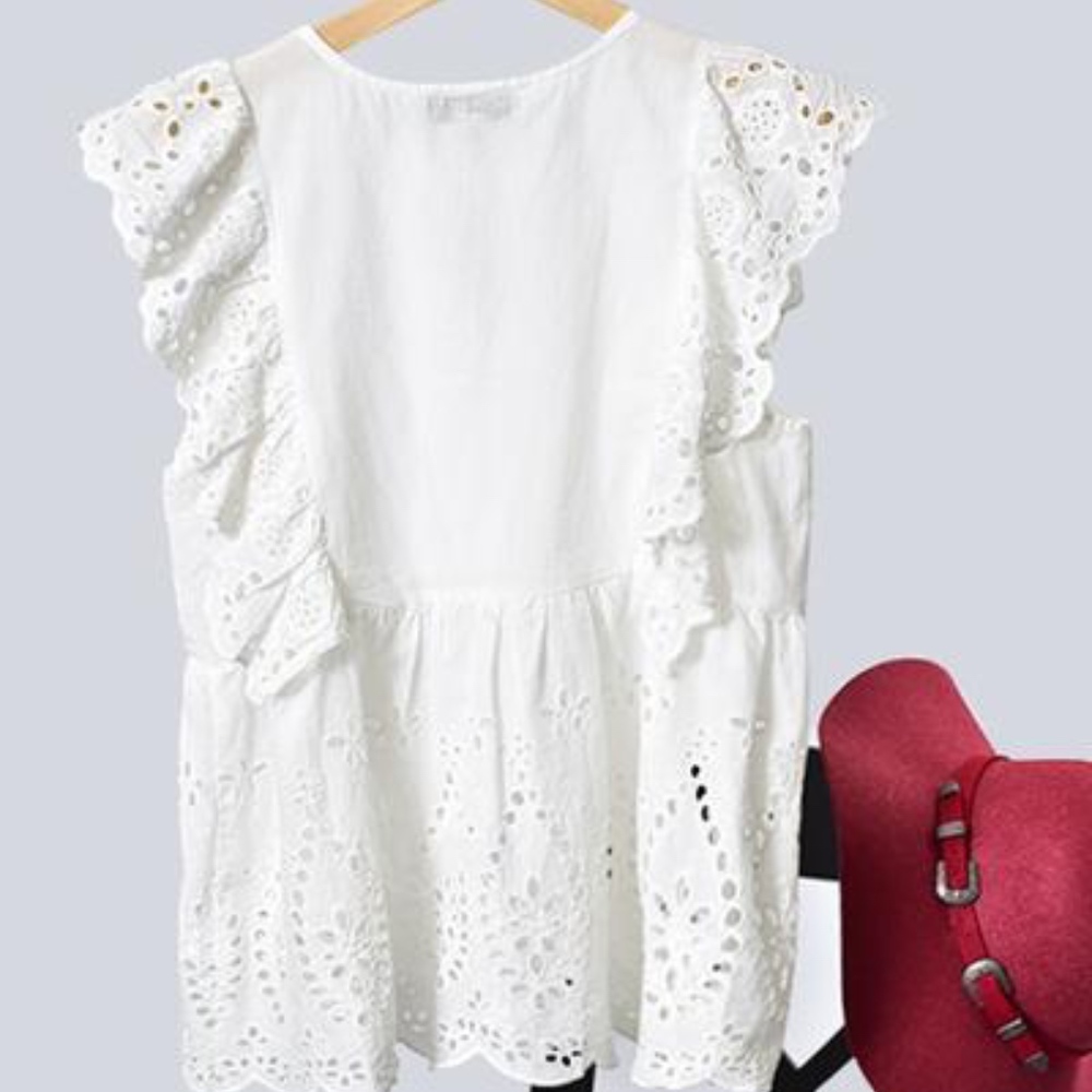 Phoebe Eyelet Ruffle Top - Picture 2 of 4